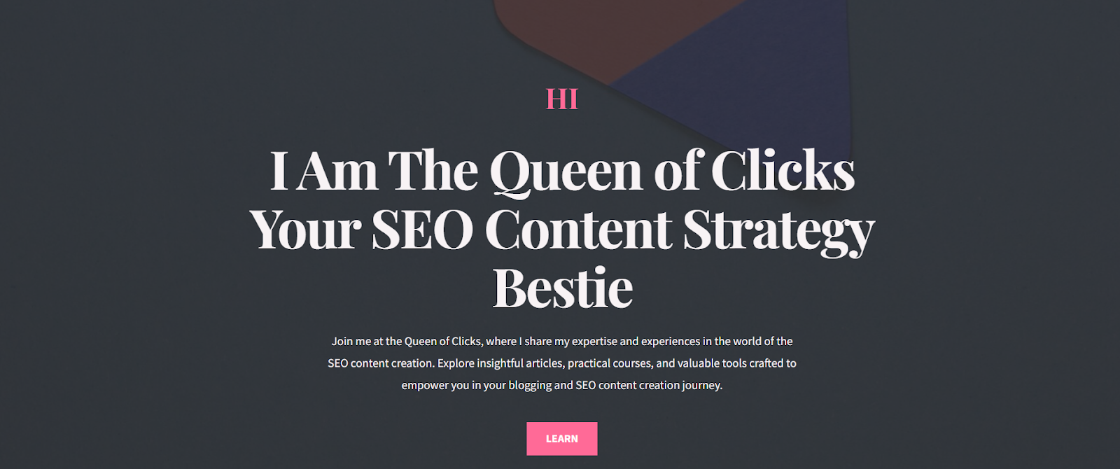 queen of clicks home page as an example of conversion rate optimization best practices