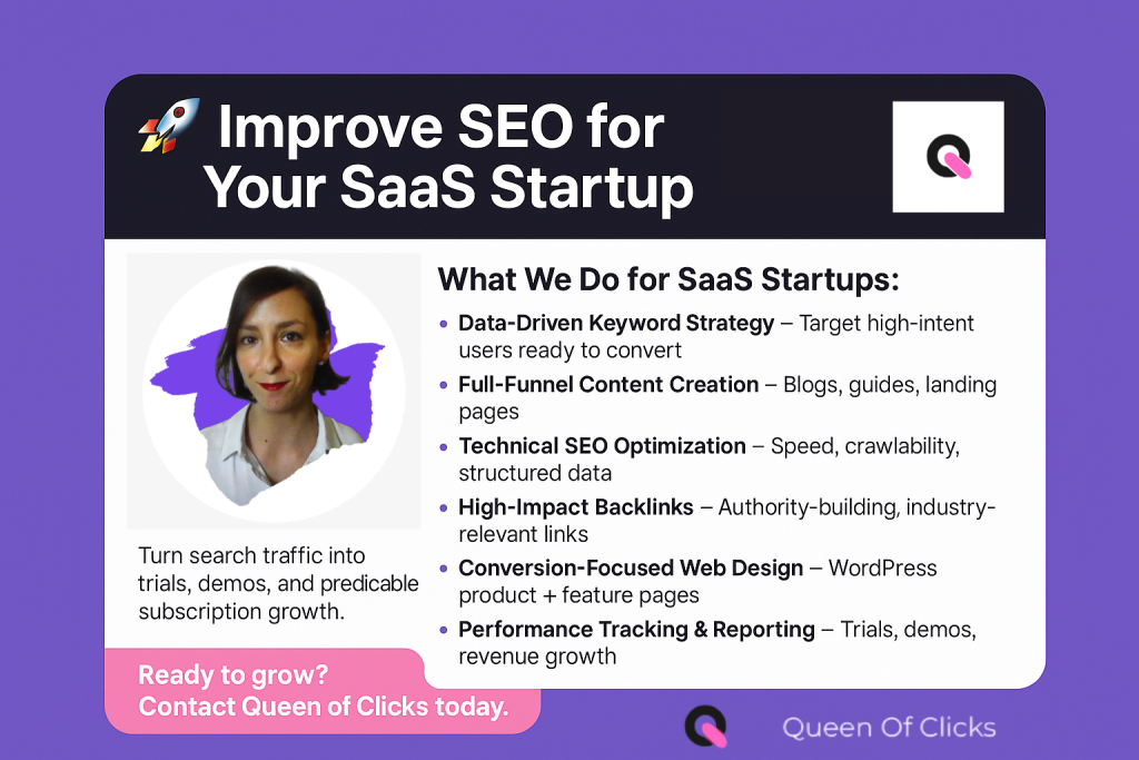 improve seo for your saas startup with queen of clicks