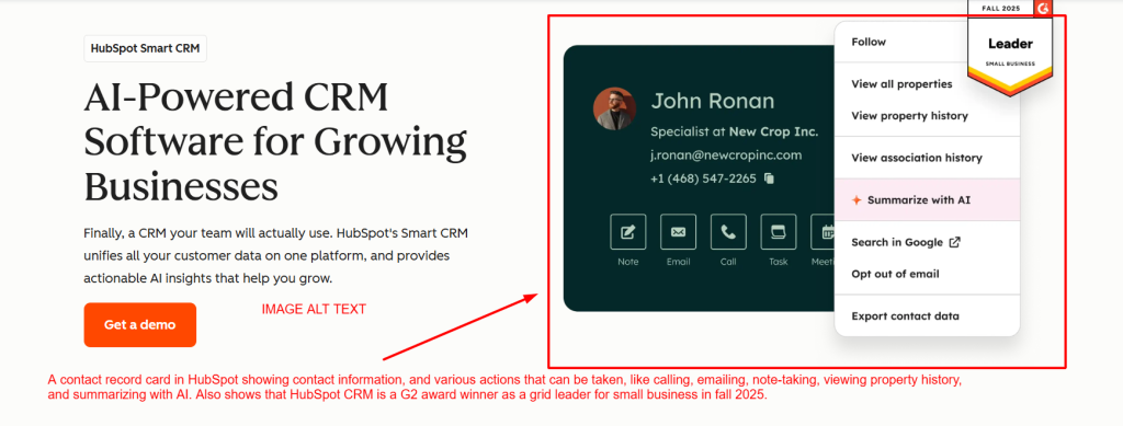 example of a descriptive image alt text of an image on a hubspot page
