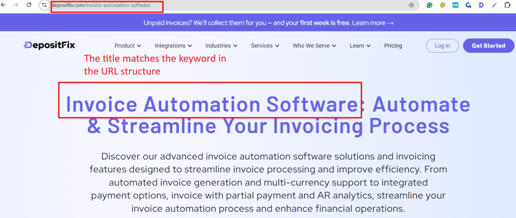 example of a clean url structure for saas websites