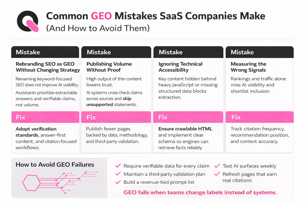 what are some common geo mistakes saas companies make and how to avoid them