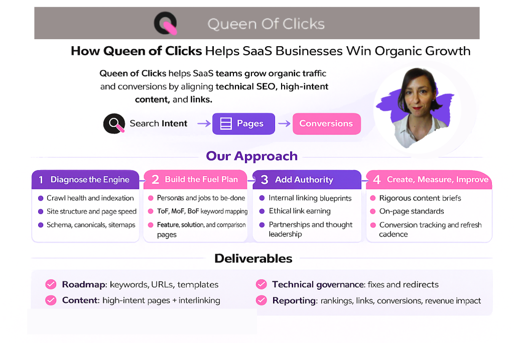 how queen of clicks helps saas companies win organic search