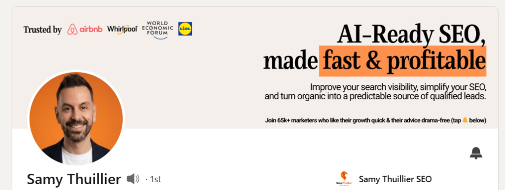 samy thuillier linkedin profile page