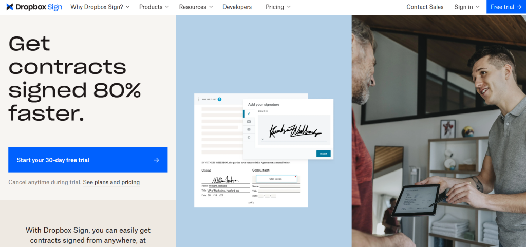 dropbox sign home page