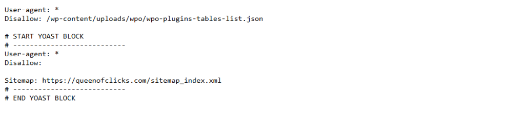 example of queen of clicks robots txt file