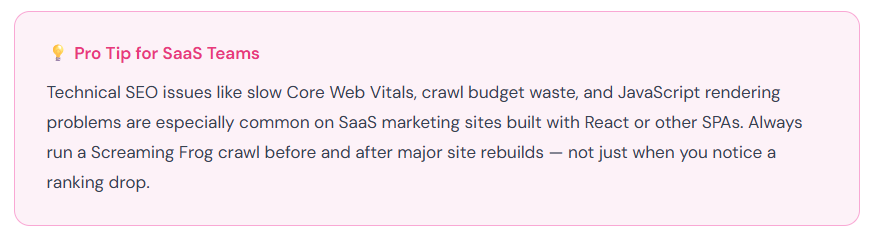 pro tip for saas teams to always run seo audit using screaming frog
