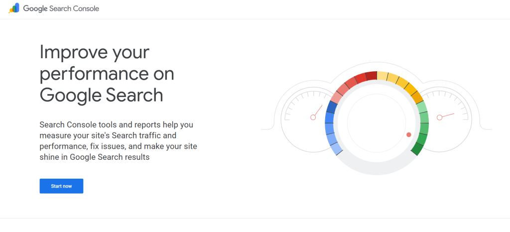 google search console home page