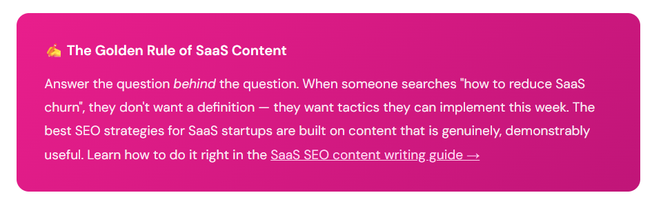 what is the golden rule of creating saas content as part of the best seo strategies for saas startups