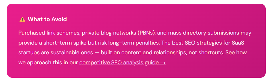 what to avoid when doing link building for your software as a service website
