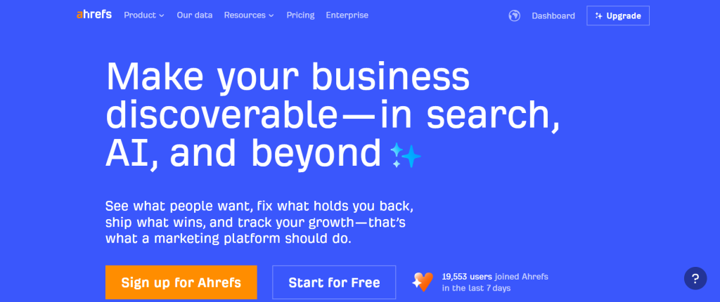 ahrefs home page