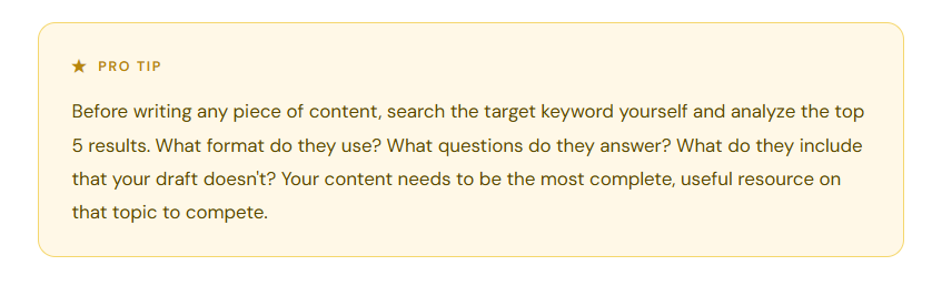 pro tip on writing saas seo content