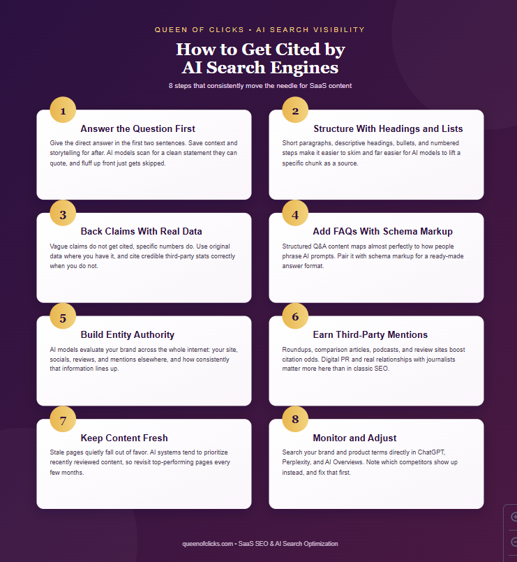 how to get cited by ai assistants gemini perplexity in 8 steps