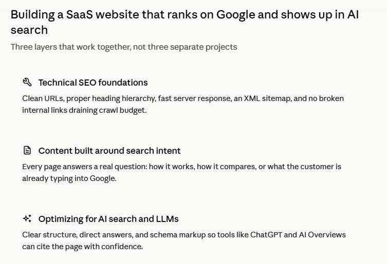 saas website development that builds a website that ranks on google and ai search